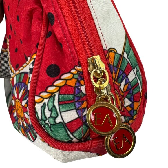 Vintage Elizabeth‎ Arden Red & Black Patchwork Travel Bag Makeup Cosmetic Bag - Picture 3 of 9